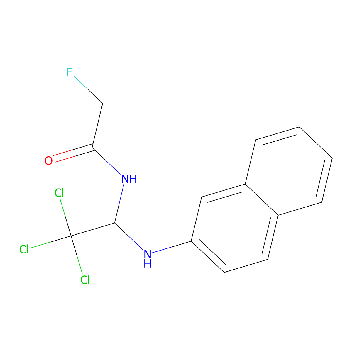 2-fluoro-N-[2,2,2-trichloro-1-(2-naphthylamino)ethyl]acetamide molecular structure, CAS 301195-82-4