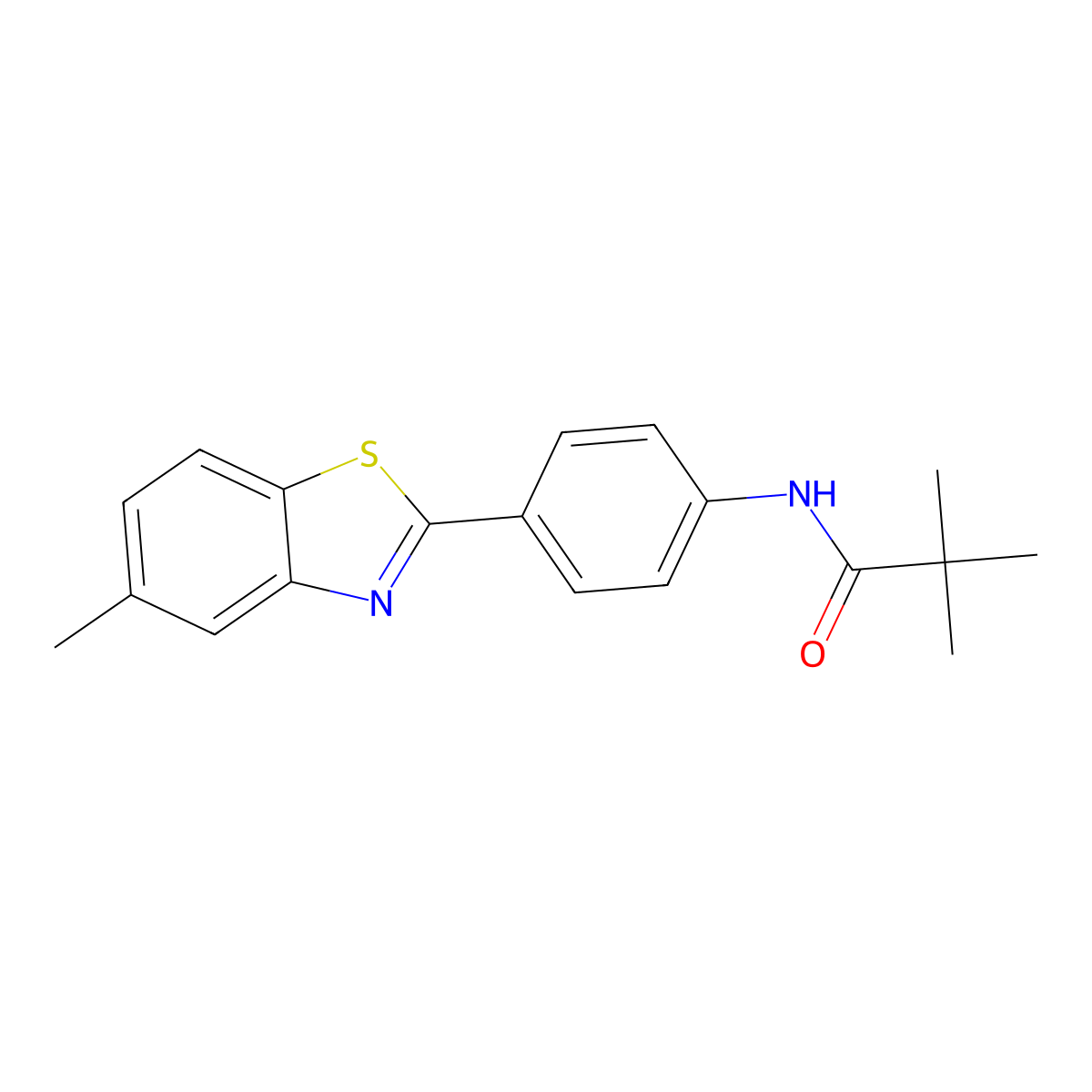2,2-dimethyl-N-[4-(5-methyl-1,3-benzothiazol-2-yl)phenyl]propanamide molecular structure, CAS 301196-57-6