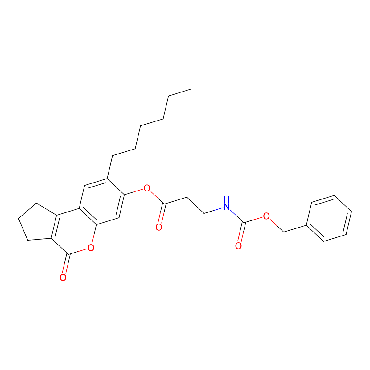 8-Hexyl-4-oxo-1,2,3,4-tetrahydrocyclopenta[C]chromen-7-YL 3-{[(benzyloxy)carbonyl]amino}propanoate molecular structure, CAS 301196-63-4