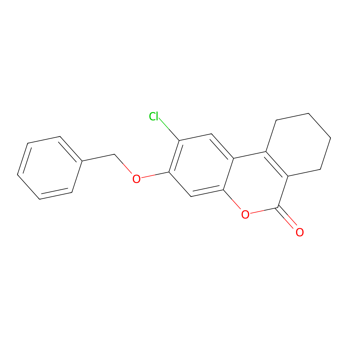 3-(benzyloxy)-2-chloro-7,8,9,10-tetrahydro-6H-benzo[c]chromen-6-one molecular structure, CAS 301196-71-4