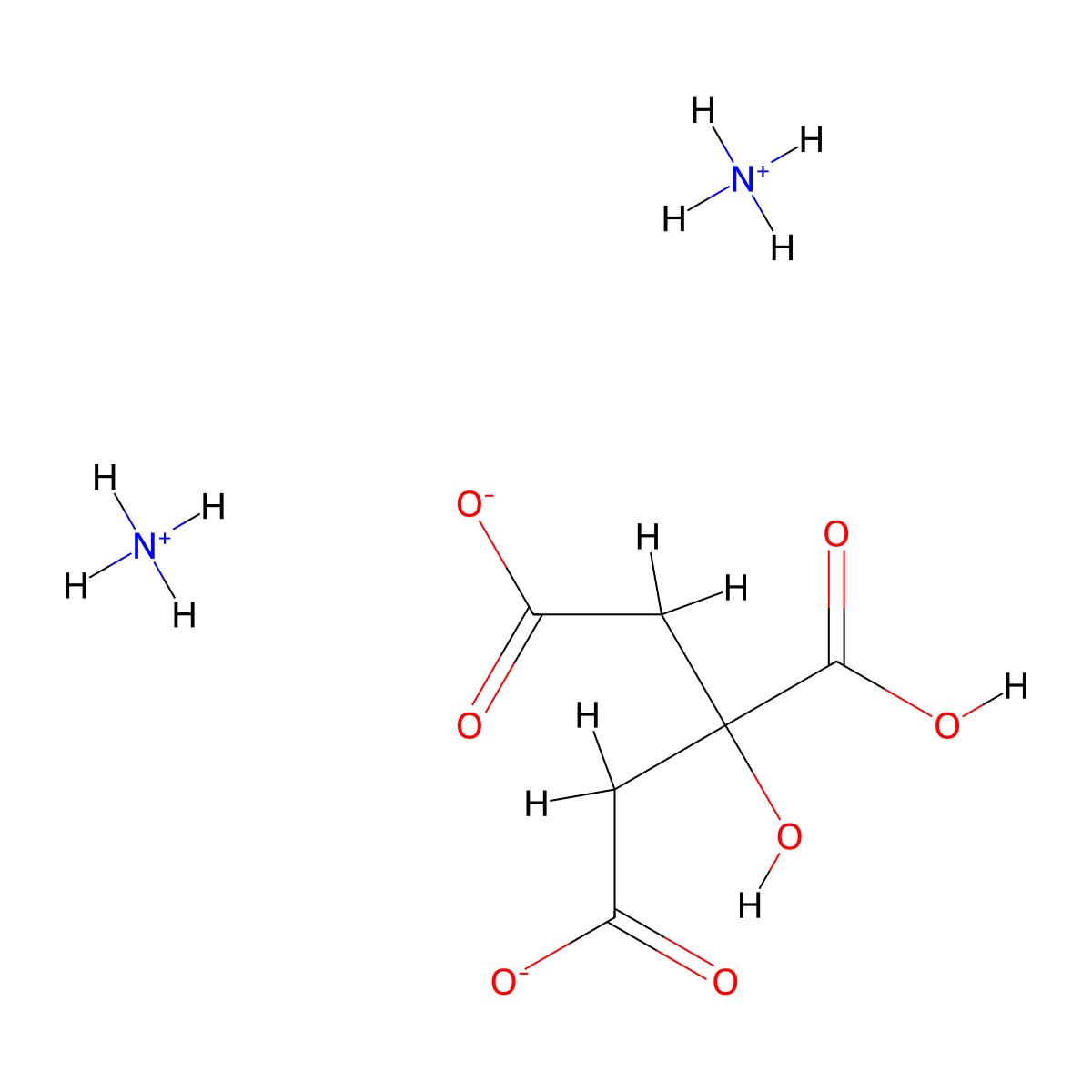 Diammonium Citrate molecular structure, CAS 3012-65-5