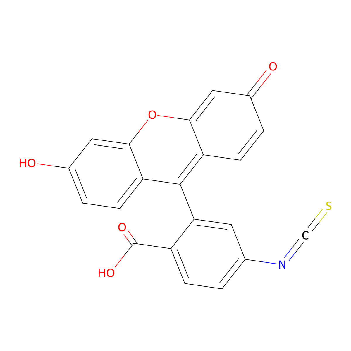 2-(6-Hydroxy-3-oxo-3H-xanthen-9-yl)-4-isothiocyanatobenzoic acid molecular structure, CAS 3012-71-3