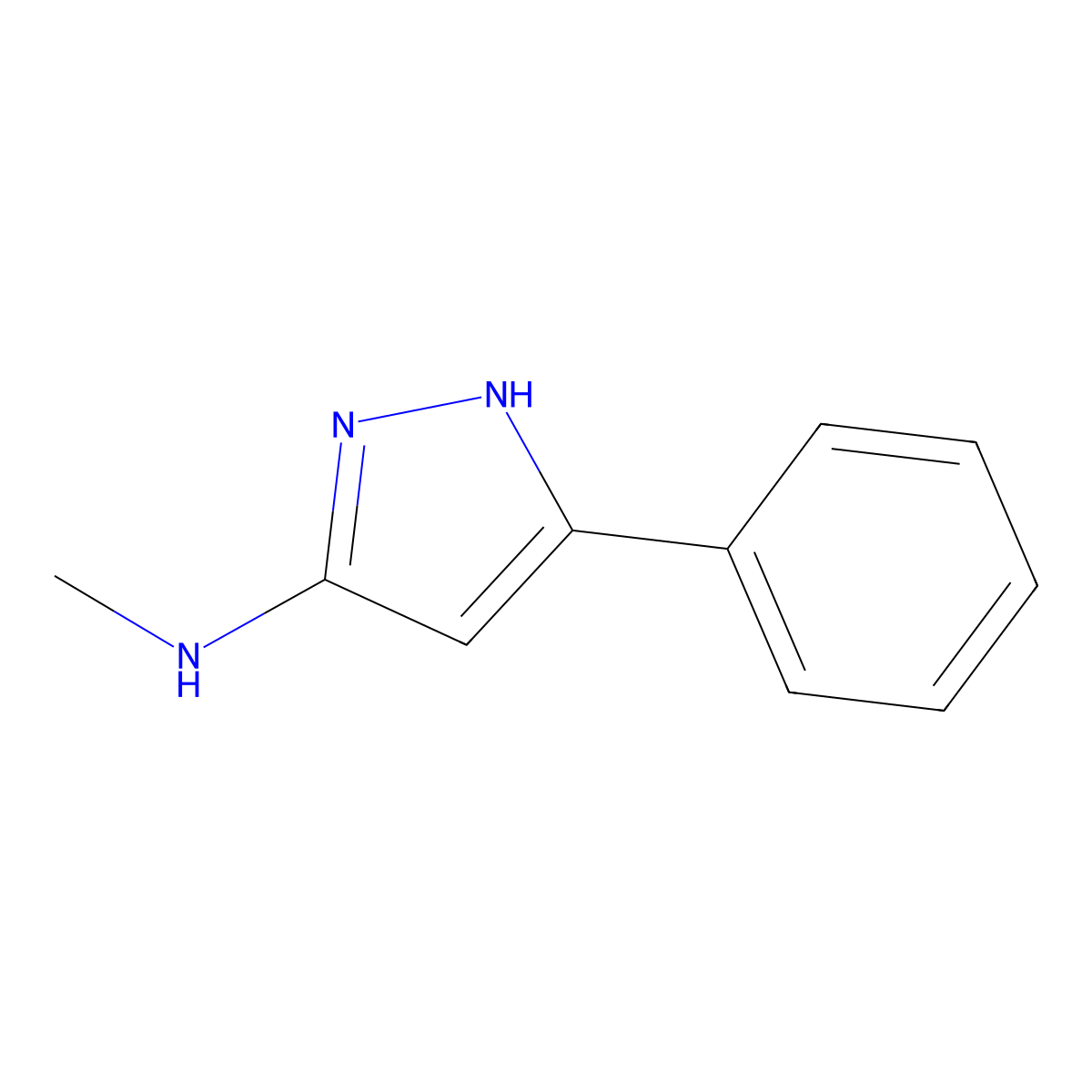 N-methyl-5-phenyl-1H-pyrazol-3-amine molecular structure, CAS 30120-58-2