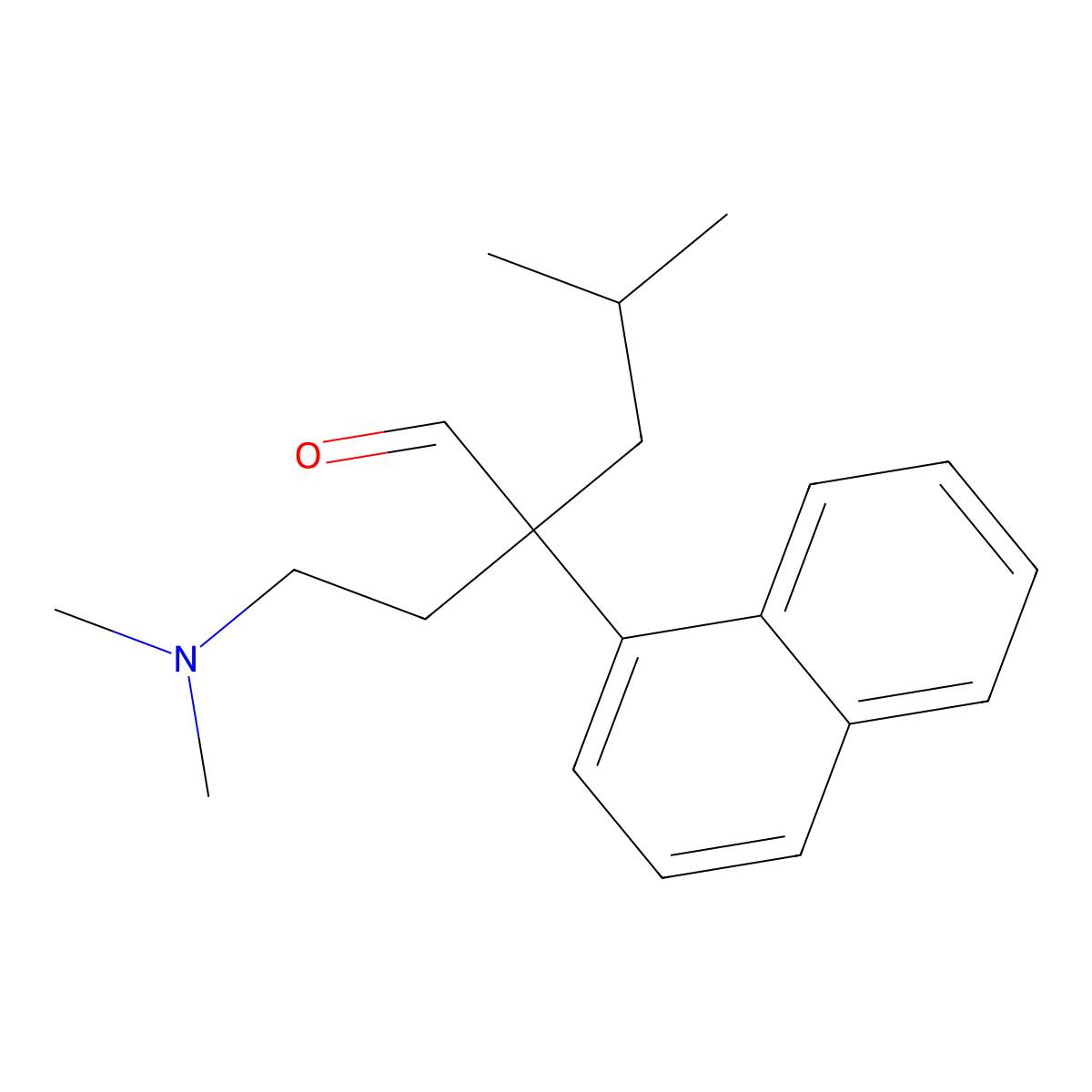 1-Naphthaleneacetaldehyde, alpha-(2-(dimethylamino)ethyl)-alpha-isobutyl- molecular structure, CAS 30120-98-0