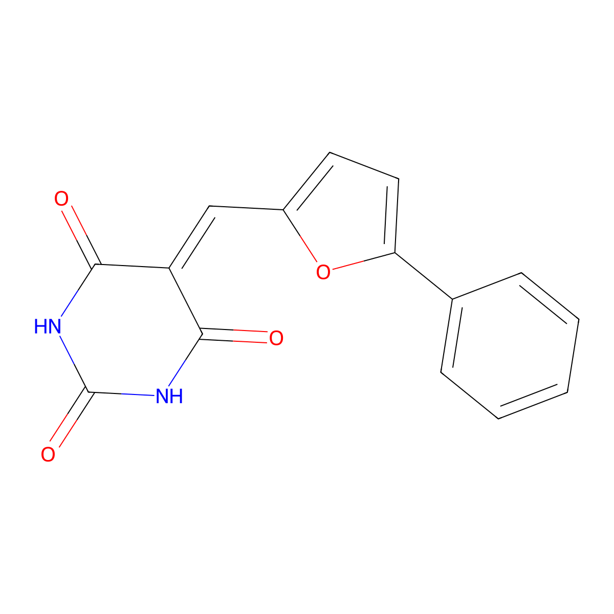 5-[(5-Phenylfuran-2-yl)methylidene]-1,3-diazinane-2,4,6-trione molecular structure, CAS 301203-47-4