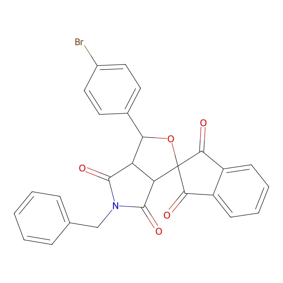 5-benzyl-1-(4-bromophenyl)spiro[3a,6a-dihydro-1H-furo[3,4-c]pyrrole-3,2'-indene]-1',3',4,6-tetrone molecular structure, CAS 301204-89-7