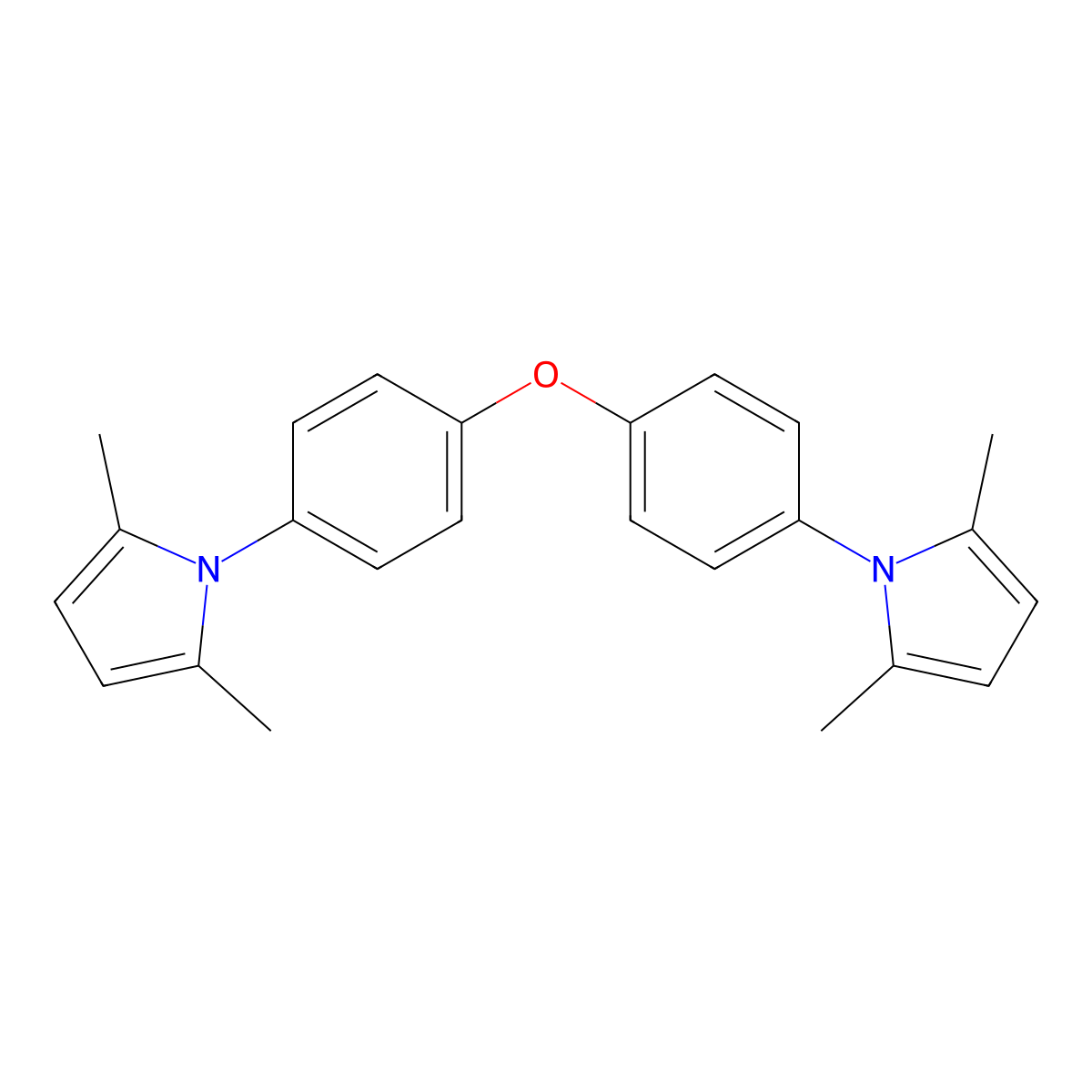 1-[4-[4-(2,5-Dimethylpyrrol-1-yl)phenoxy]phenyl]-2,5-dimethylpyrrole molecular structure, CAS 301207-50-1