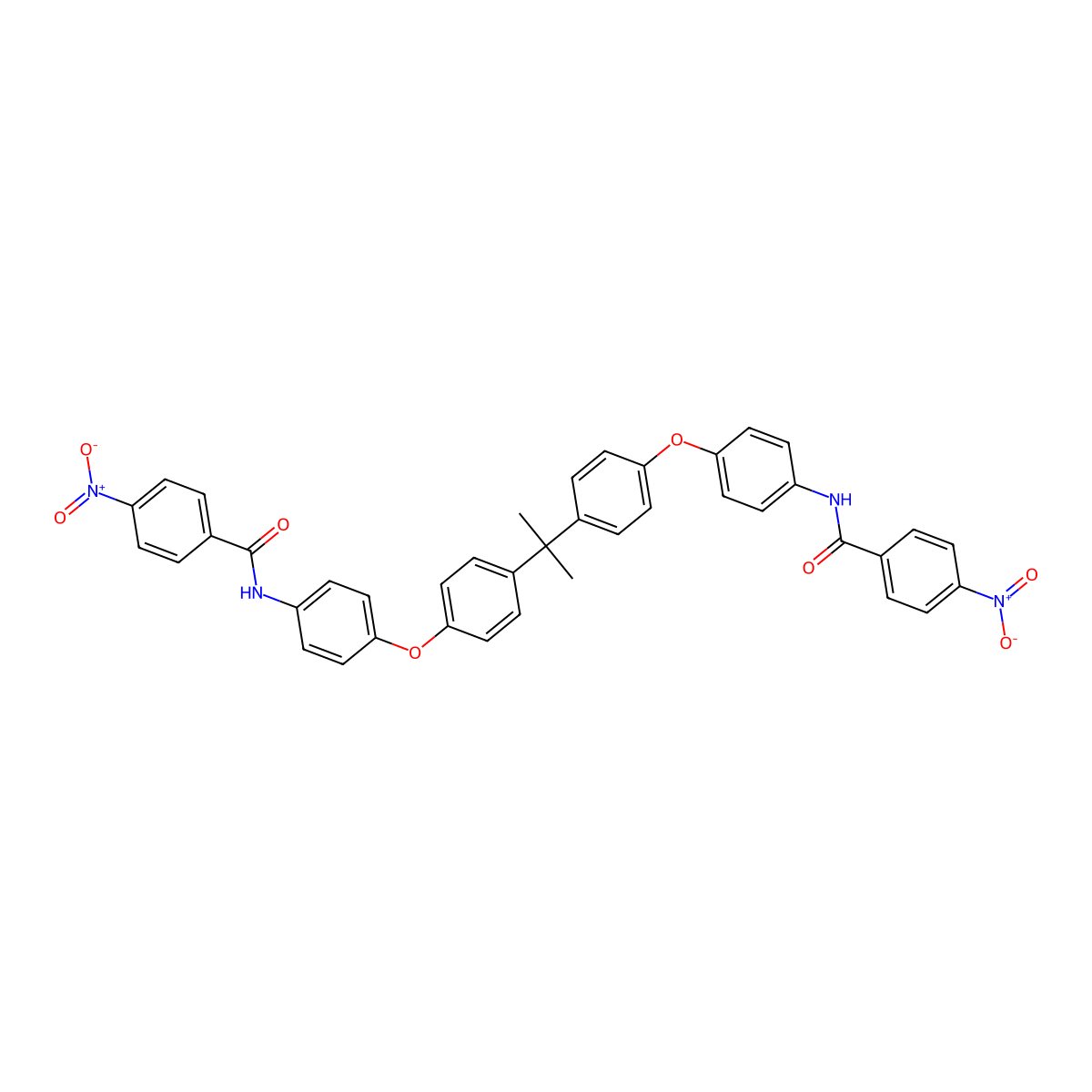 4-nitro-N-[4-[4-[2-[4-[4-[(4-nitrobenzoyl)amino]phenoxy]phenyl]propan-2-yl]phenoxy]phenyl]benzamide molecular structure, CAS 301207-59-0
