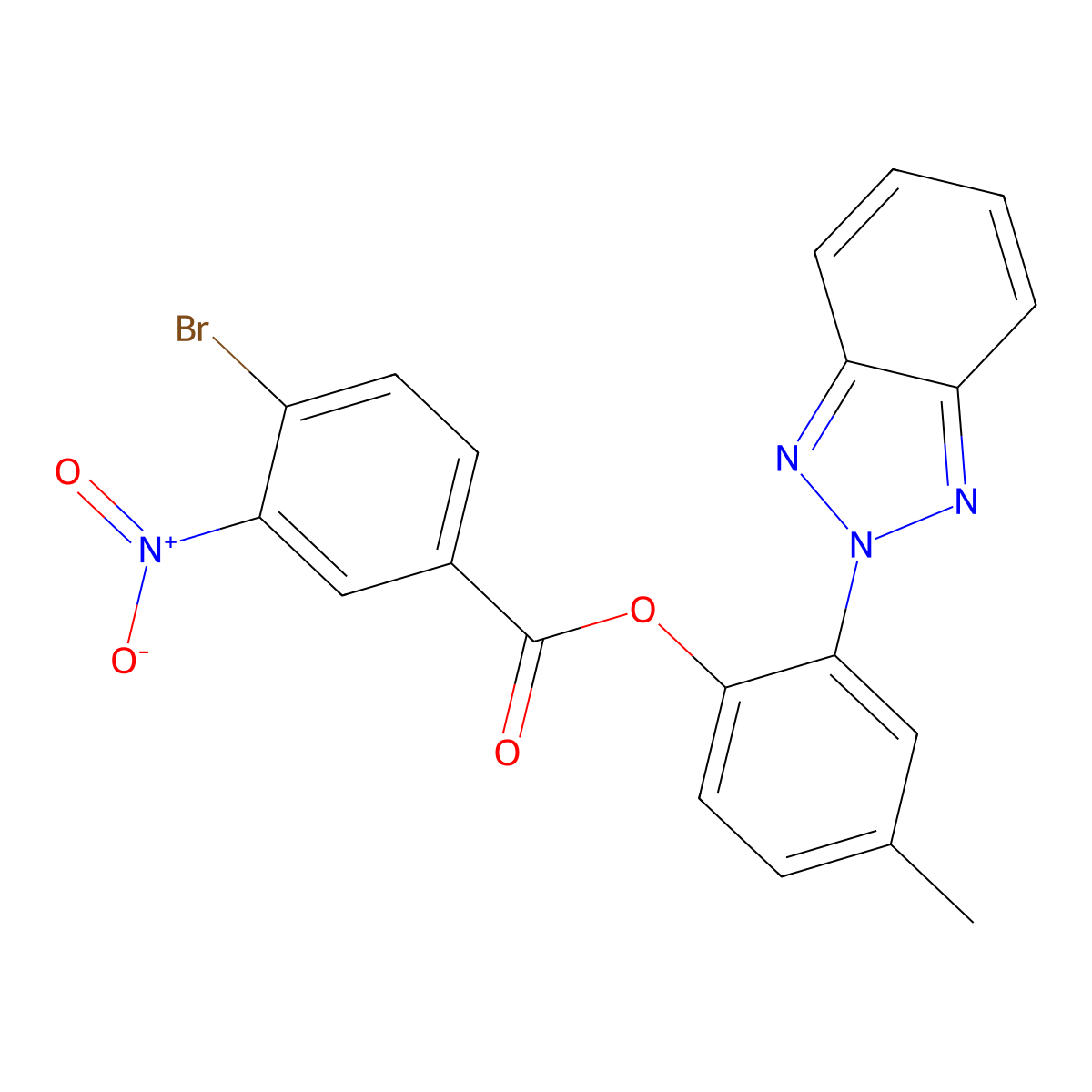 2-(2H-1,2,3-benzotriazol-2-yl)-4-methylphenyl 4-bromo-3-nitrobenzoate molecular structure, CAS 301207-80-7