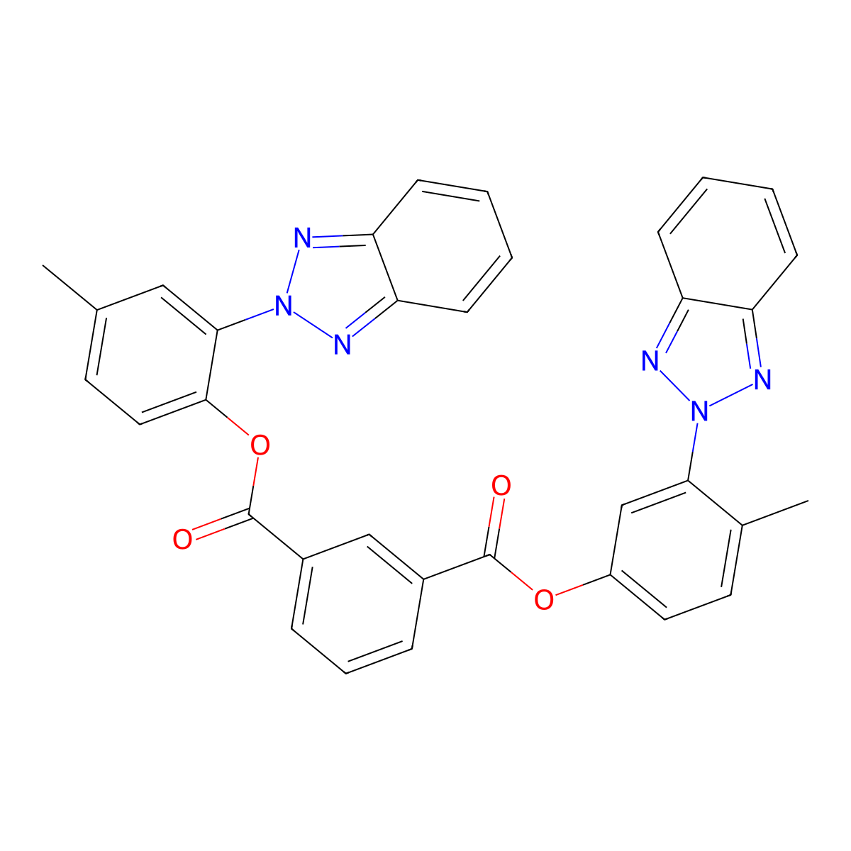 3-O-[2-(benzotriazol-2-yl)-4-methylphenyl] 1-O-[3-(benzotriazol-2-yl)-4-methylphenyl] benzene-1,3-dicarboxylate molecular structure, CAS 301207-96-5