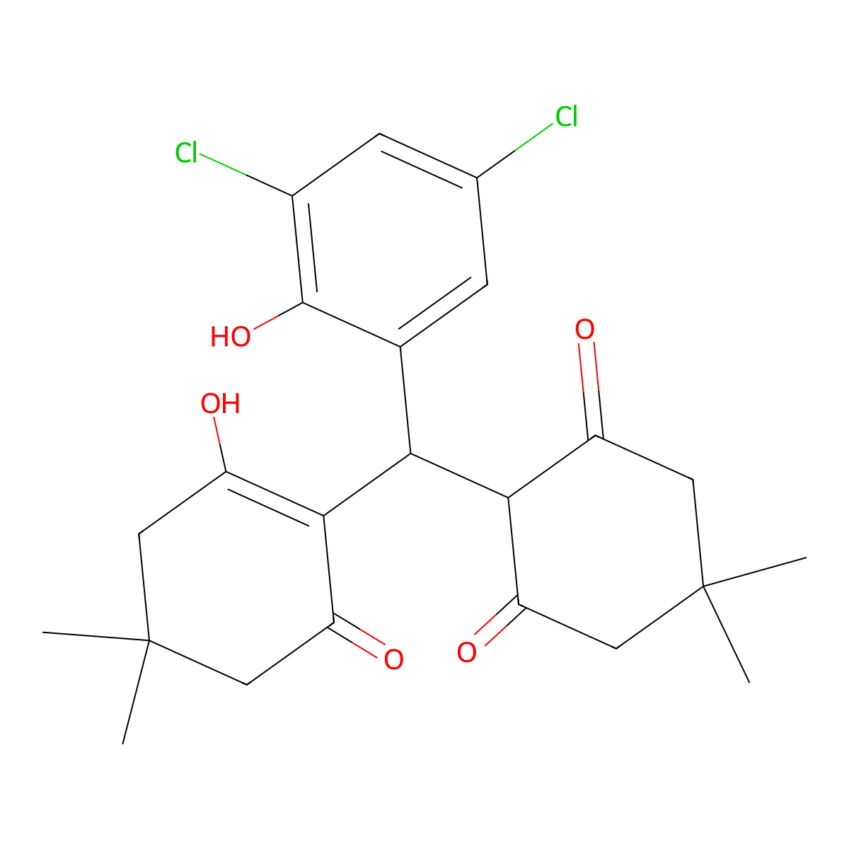 2-[(3,5-Dichloro-2-hydroxyphenyl)-(2-hydroxy-4,4-dimethyl-6-oxocyclohexen-1-yl)methyl]-5,5-dimethylcyclohexane-1,3-dione molecular structure, CAS 301208-15-1