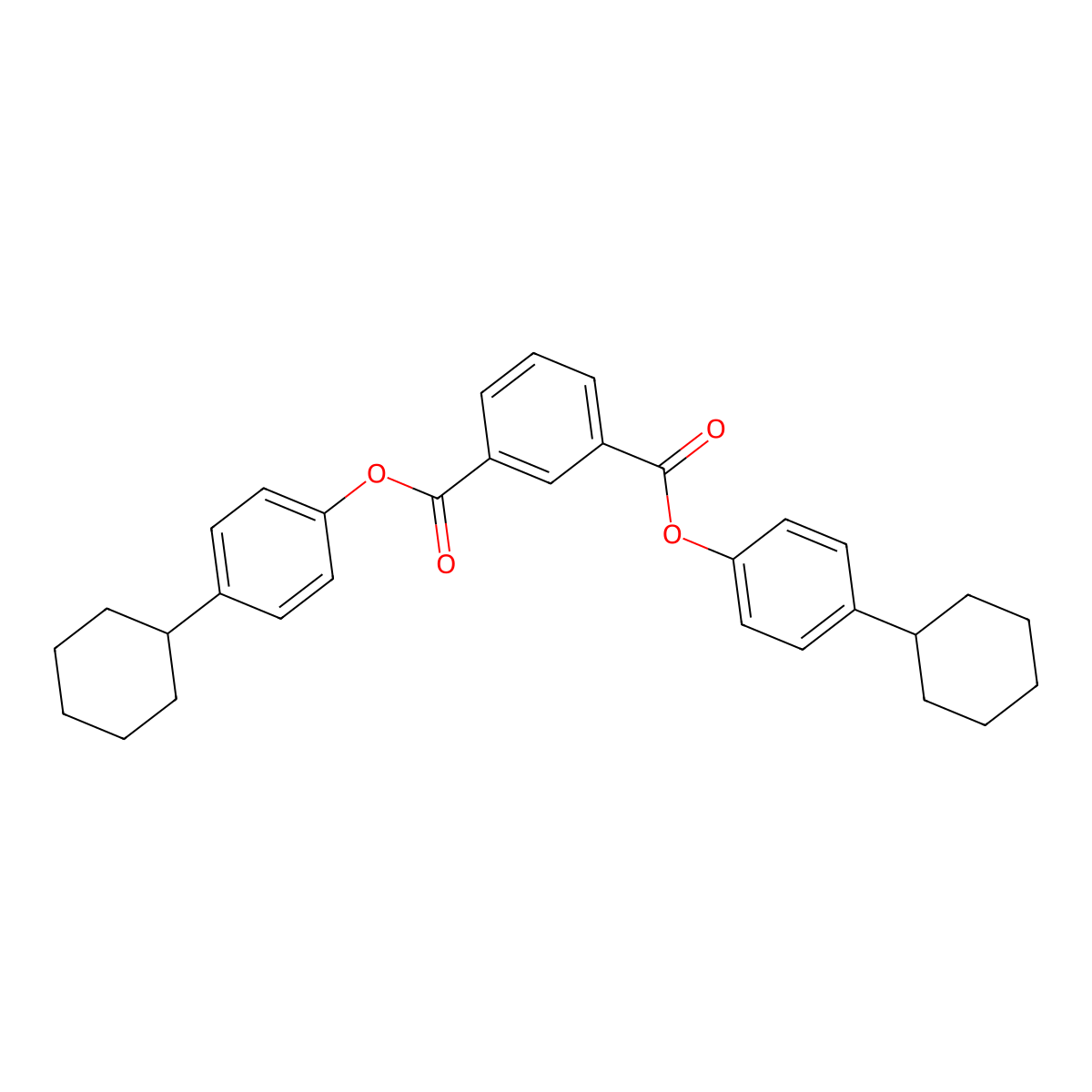 Bis(4-cyclohexylphenyl) benzene-1,3-dicarboxylate molecular structure, CAS 301209-24-5
