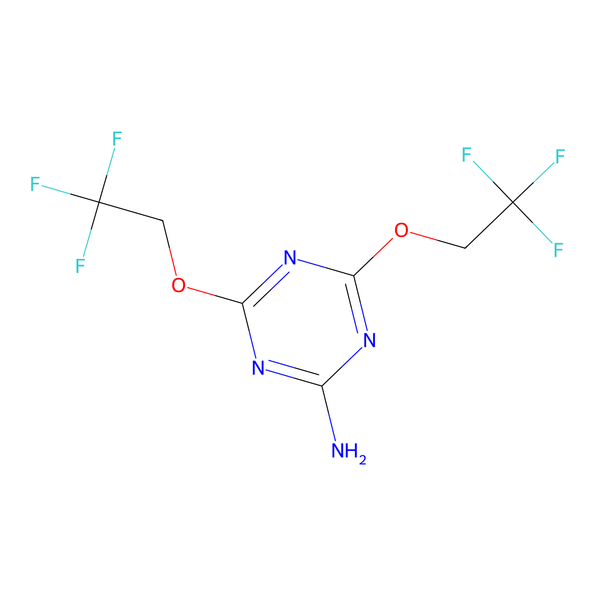 4,6-Bis(2,2,2-trifluoroethoxy)-1,3,5-triazin-2-amine molecular structure, CAS 301211-00-7