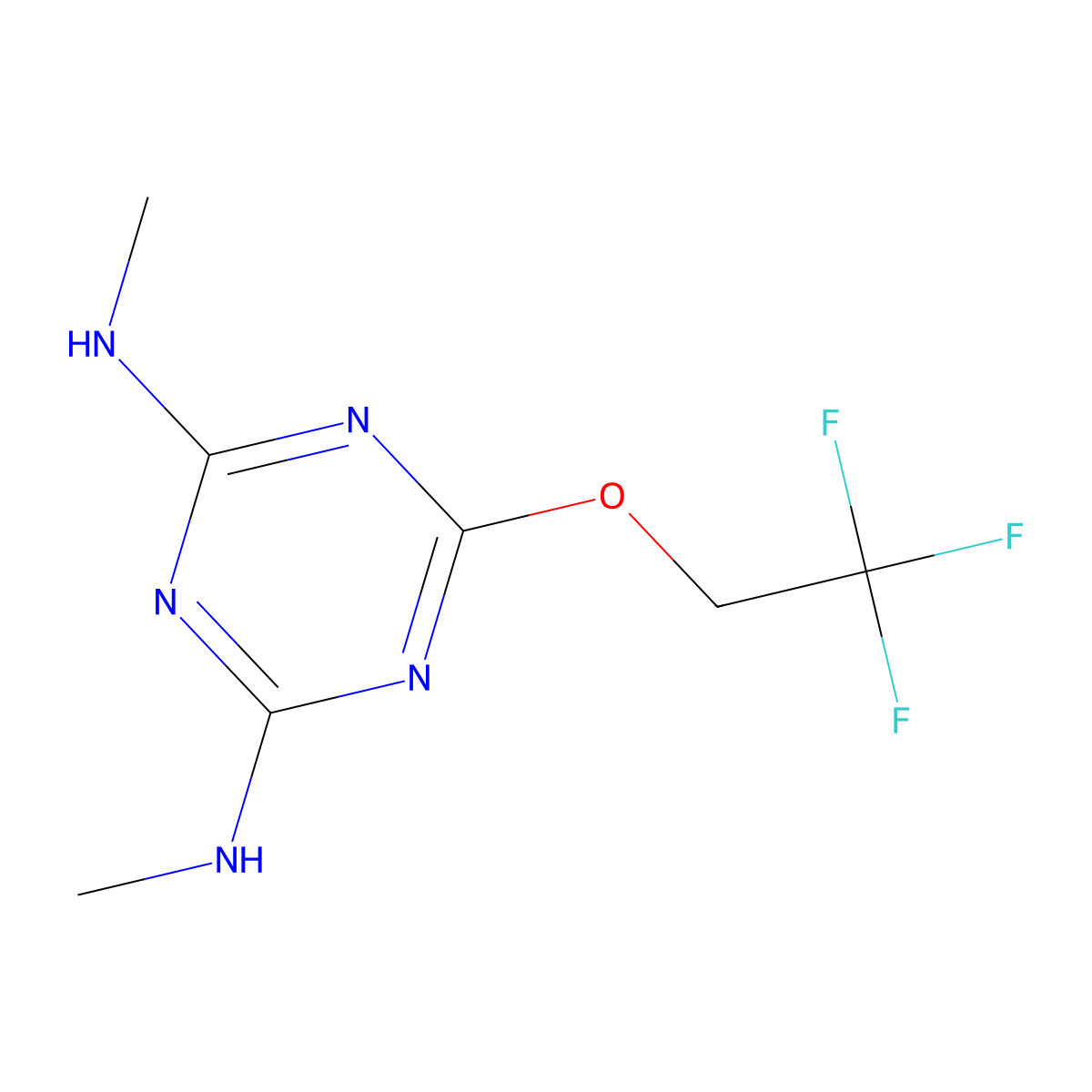 N,N'-dimethyl-6-(2,2,2-trifluoroethoxy)-1,3,5-triazine-2,4-diamine molecular structure, CAS 301211-08-5