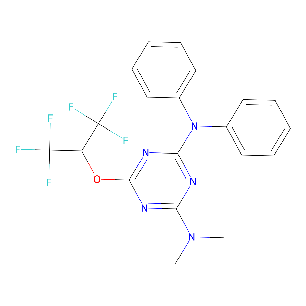 6-[(1,1,1,3,3,3-hexafluoropropan-2-yl)oxy]-N,N-dimethyl-N',N'-diphenyl-1,3,5-triazine-2,4-diamine molecular structure, CAS 301211-31-4