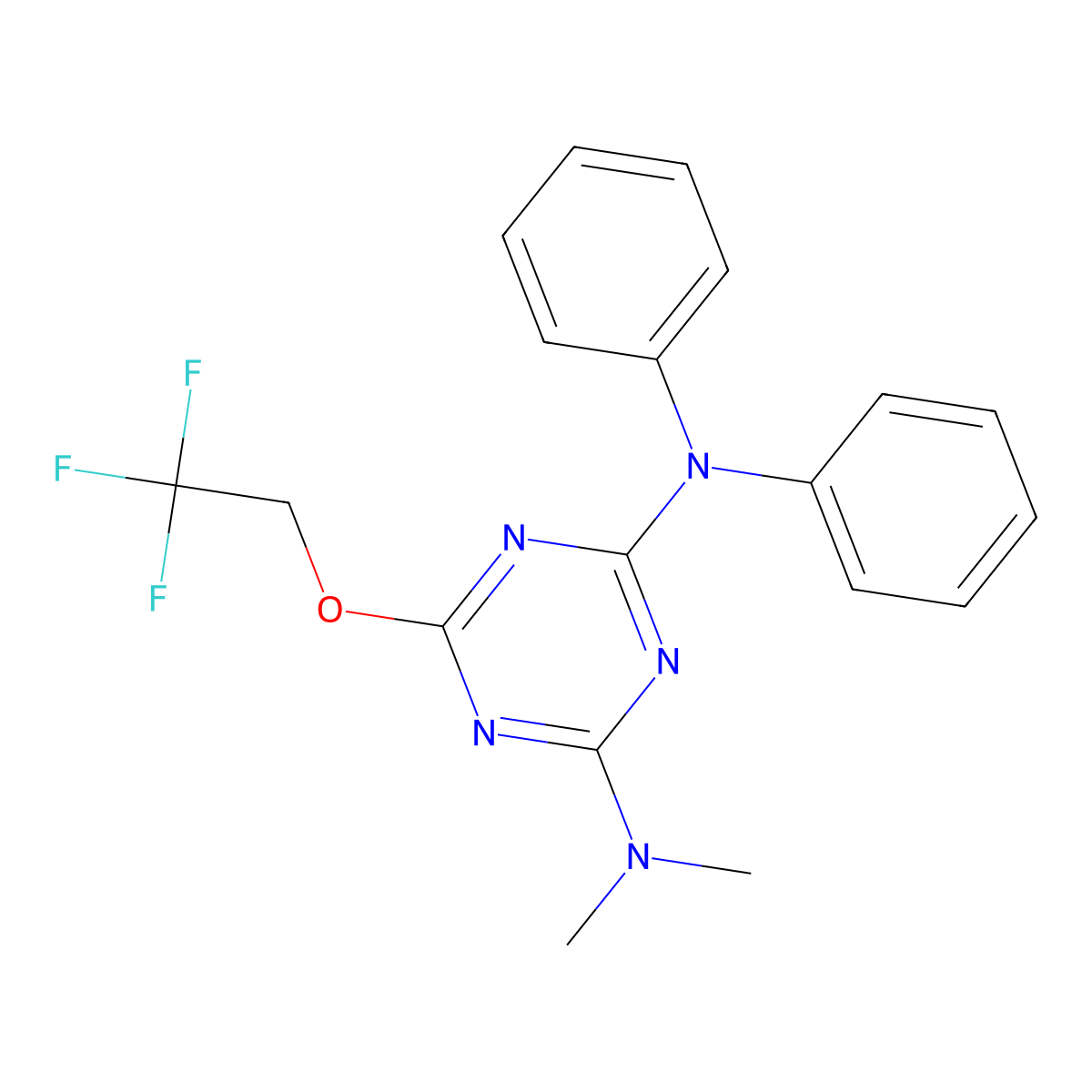 N,N-dimethyl-N',N'-diphenyl-6-(2,2,2-trifluoroethoxy)-1,3,5-triazine-2,4-diamine molecular structure, CAS 301211-33-6