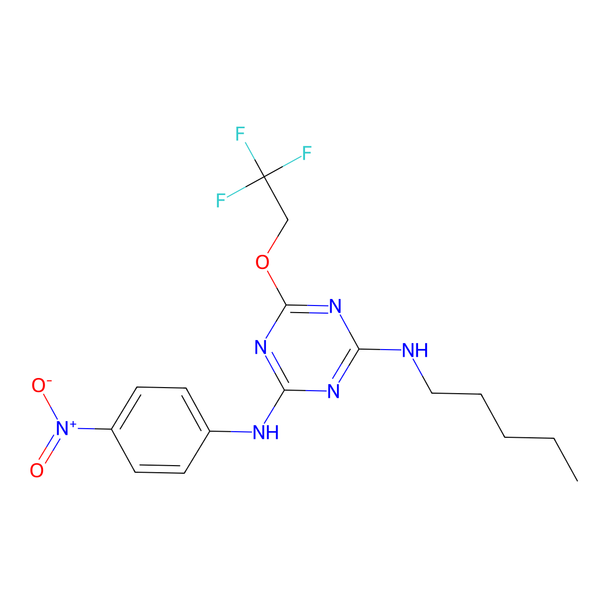N-(4-nitrophenyl)-N'-pentyl-6-(2,2,2-trifluoroethoxy)-1,3,5-triazine-2,4-diamine molecular structure, CAS 301211-35-8