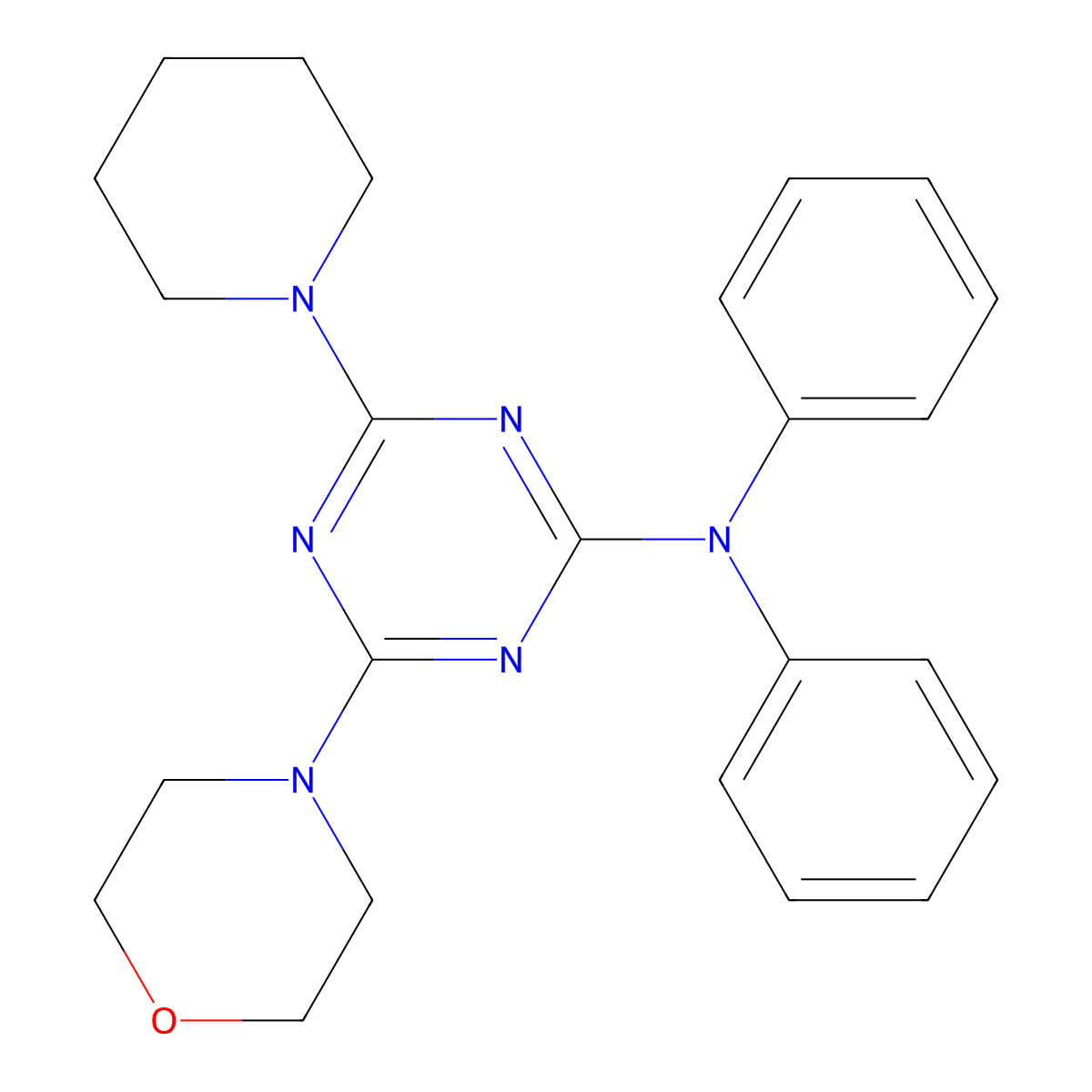 4-(morpholin-4-yl)-N,N-diphenyl-6-(piperidin-1-yl)-1,3,5-triazin-2-amine molecular structure, CAS 301211-40-5