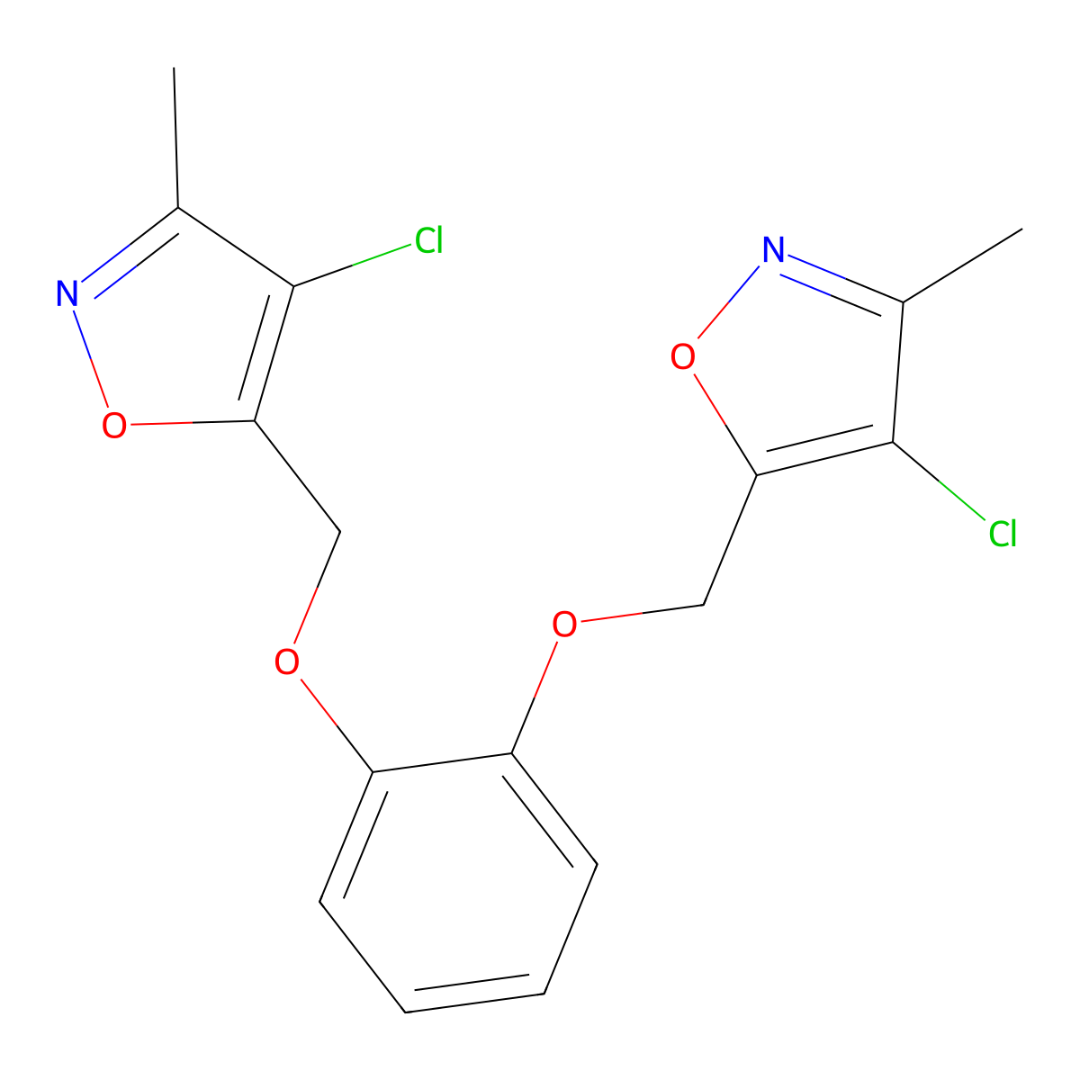 5,5'-[1,2-Phenylenebis(oxymethylene)]-bis(4-chloro-3-methylisoxazole) molecular structure, CAS 301212-26-0