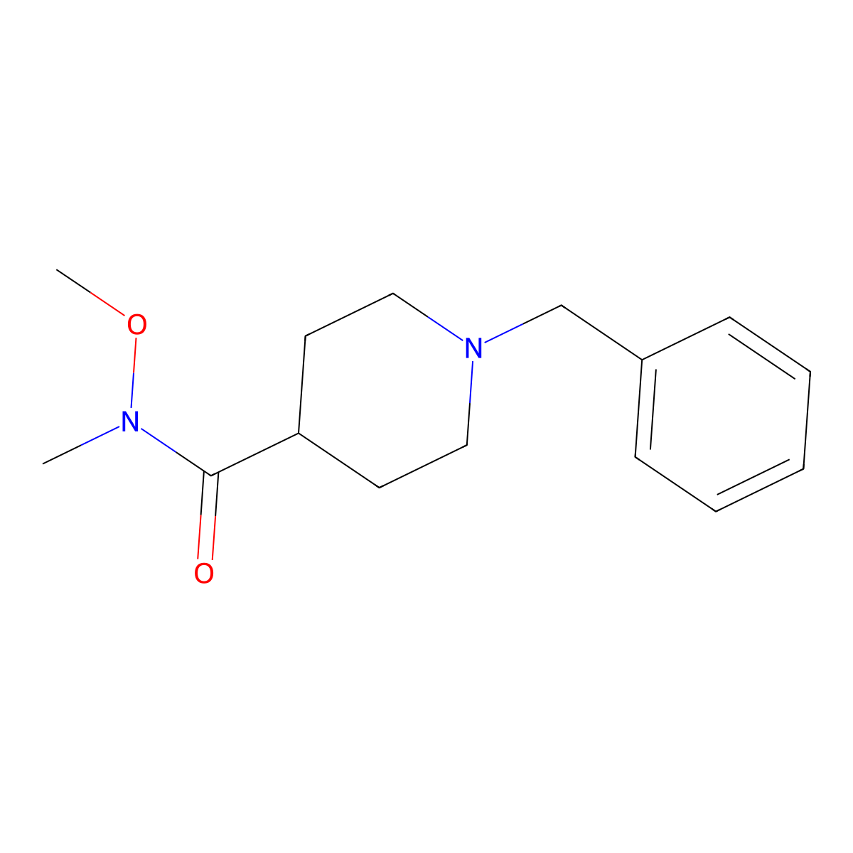 1-benzyl-N-methoxy-N-methylpiperidine-4-carboxamide molecular structure, CAS 301219-96-5