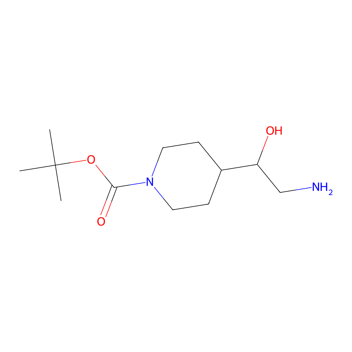 tert-Butyl 4-(2-amino-1-hydroxyethyl)piperidine-1-carboxylate molecular structure, CAS 301221-57-8