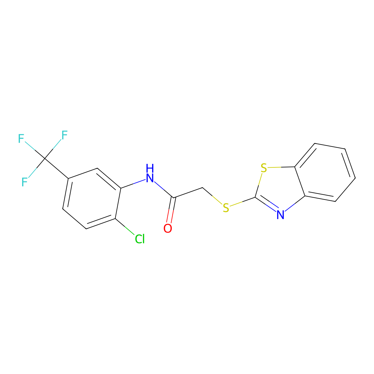 2-(1,3-benzothiazol-2-ylsulfanyl)-N-[2-chloro-5-(trifluoromethyl)phenyl]acetamide molecular structure, CAS 301223-06-3