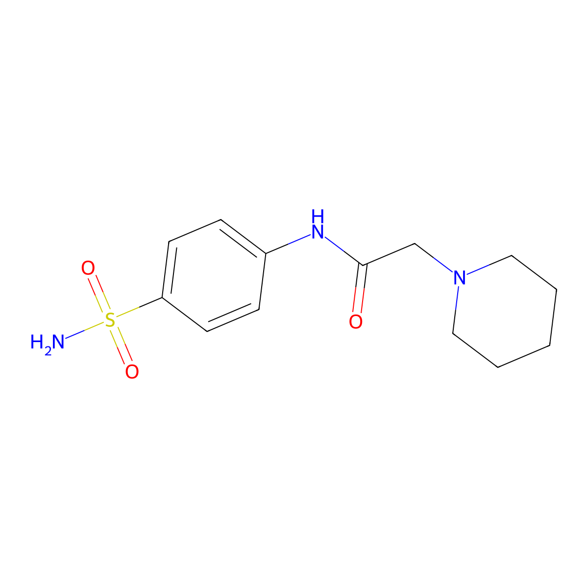 N-[4-(aminosulfonyl)phenyl]-2-(1-piperidinyl)acetamide molecular structure, CAS 301223-10-9