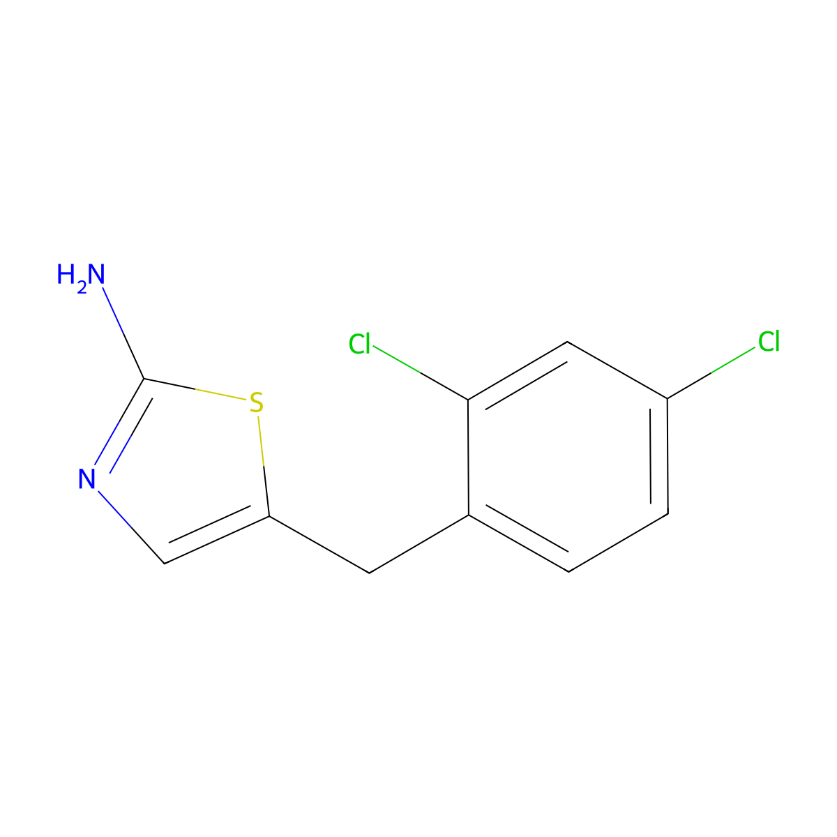 5-[(2,4-Dichlorophenyl)methyl]-1,3-thiazol-2-amine molecular structure, CAS 301223-42-7