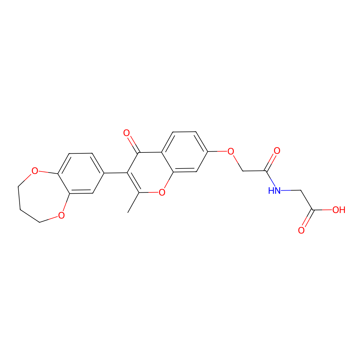 N-({[3-(3,4-dihydro-2H-1,5-benzodioxepin-7-yl)-2-methyl-4-oxo-4H-chromen-7-yl]oxy}acetyl)glycine molecular structure, CAS 301223-78-9