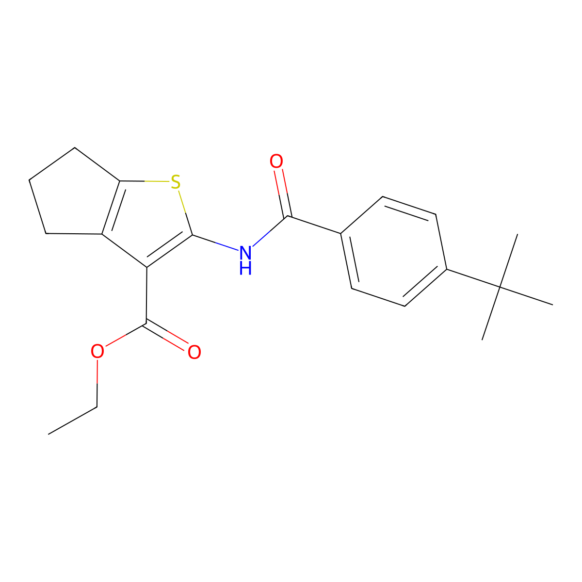 ethyl 2-[(4-tert-butylbenzoyl)amino]-5,6-dihydro-4H-cyclopenta[b]thiophene-3-carboxylate molecular structure, CAS 301224-23-7