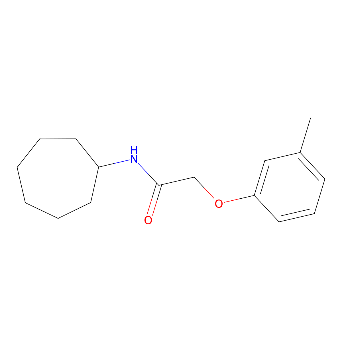 N-cycloheptyl-2-(3-methylphenoxy)acetamide molecular structure, CAS 301226-28-8