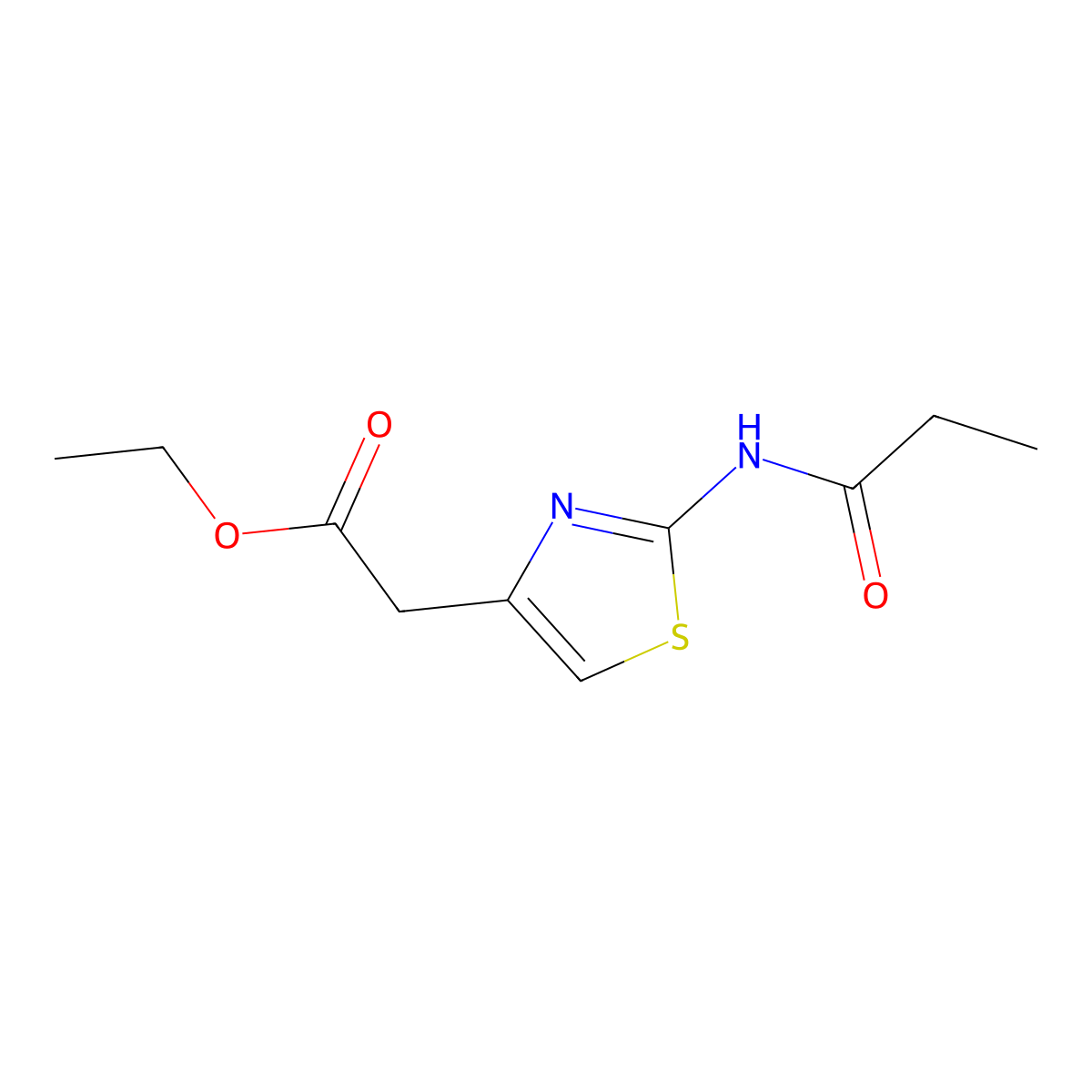 Ethyl 2-[2-(propanoylamino)-1,3-thiazol-4-yl]acetate molecular structure, CAS 301226-54-0