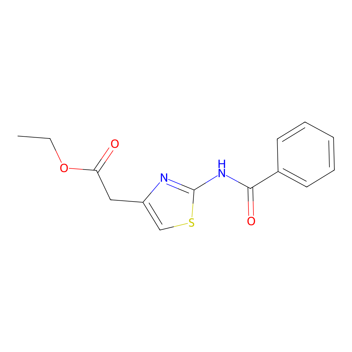 Ethyl {2-[(phenylcarbonyl)amino]-1,3-thiazol-4-yl}acetate molecular structure, CAS 301226-58-4