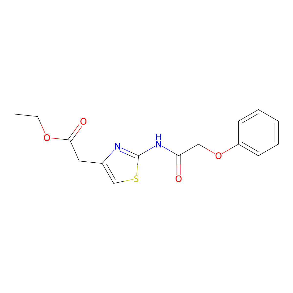 Ethyl 2-[2-[(2-phenoxyacetyl)amino]-1,3-thiazol-4-yl]acetate molecular structure, CAS 301226-60-8