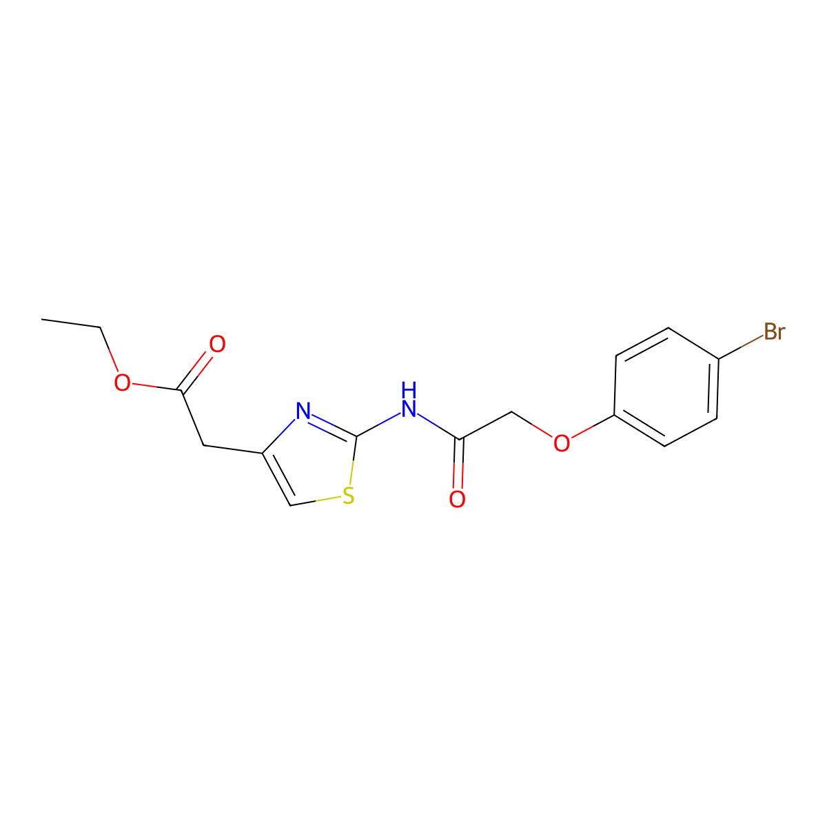 Ethyl (2-{[(4-bromophenoxy)acetyl]amino}-1,3-thiazol-4-yl)acetate molecular structure, CAS 301226-69-7