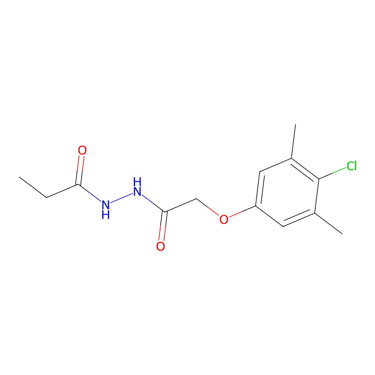2-(4-chloro-3,5-dimethylphenoxy)-N'-propionylacetohydrazide molecular structure, CAS 301226-91-5