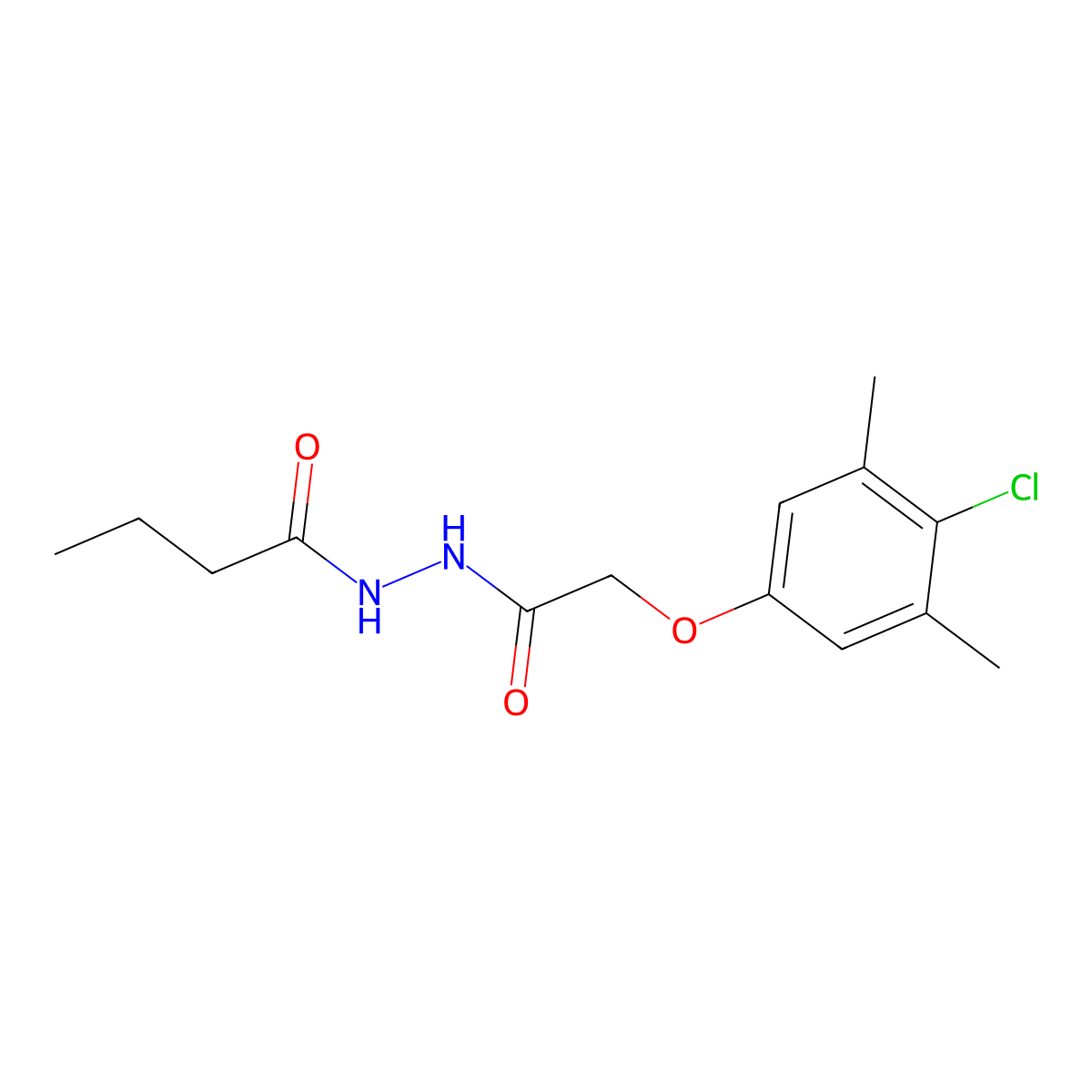 Butanoic acid, 2-[2-(4-chloro-3,5-dimethylphenoxy)acetyl]hydrazide molecular structure, CAS 301226-93-7