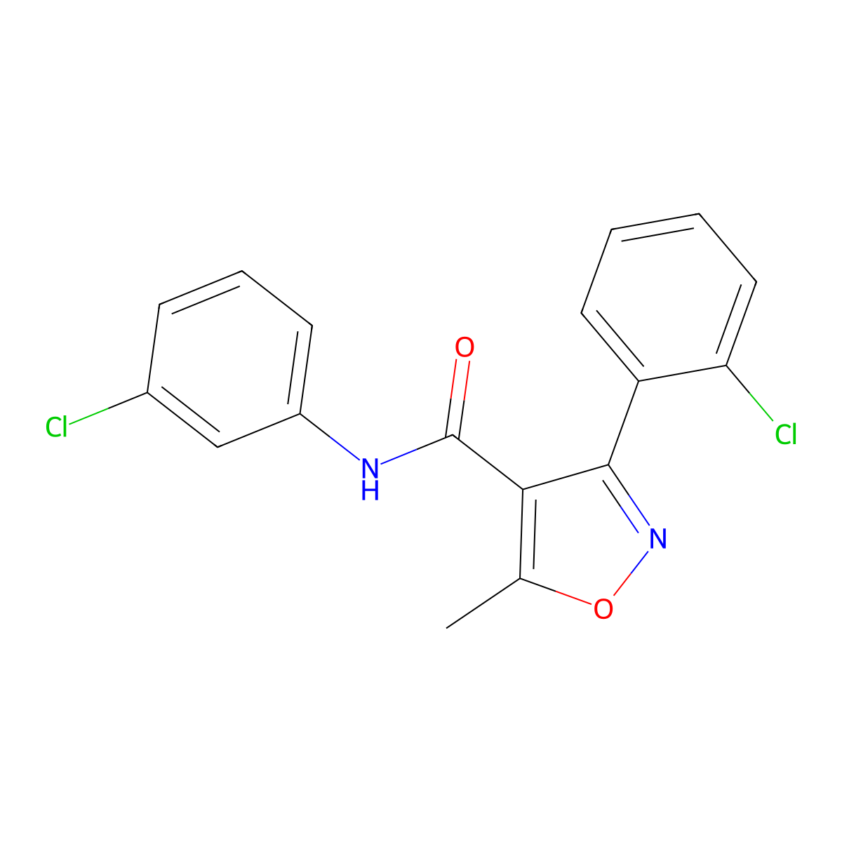 3-(2-chlorophenyl)-N-(3-chlorophenyl)-5-methyl-1,2-oxazole-4-carboxamide molecular structure, CAS 301227-22-5