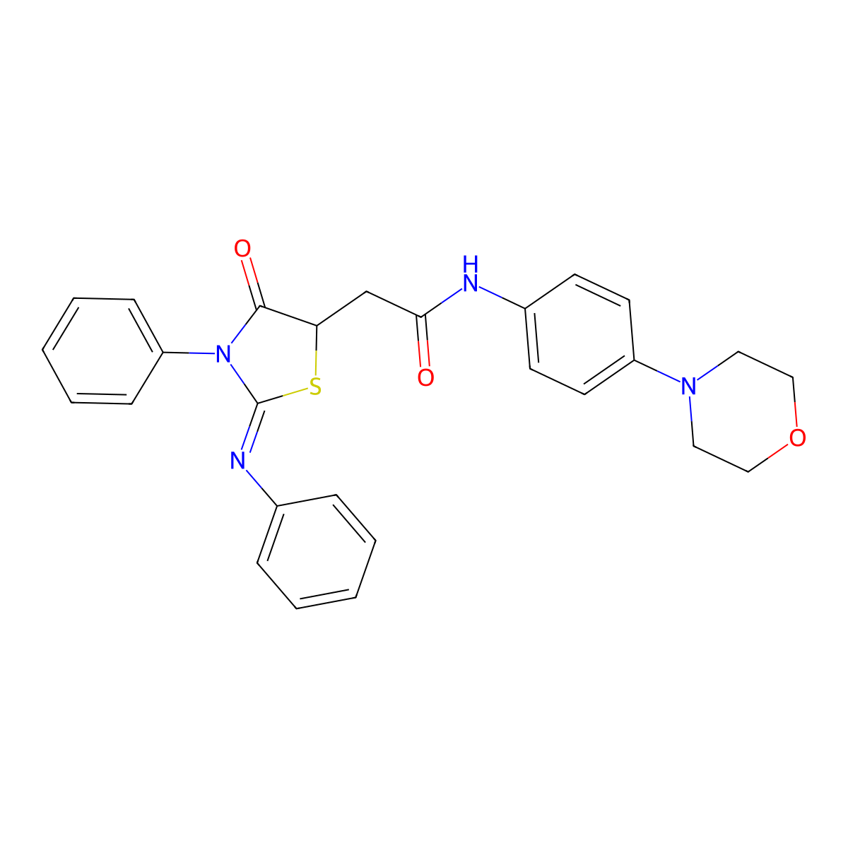 N-(4-morpholin-4-ylphenyl)-2-(4-oxo-3-phenyl-2-phenylimino-1,3-thiazolidin-5-yl)acetamide molecular structure, CAS 301227-27-0