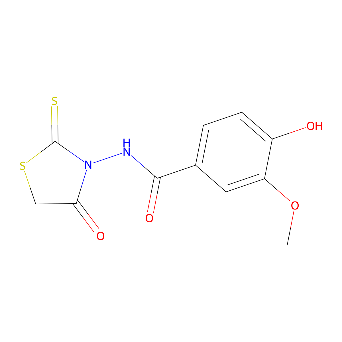 4-Hydroxy-3-methoxy-N-(4-oxo-2-thioxo-thiazolidin-3-yl)-benzamide molecular structure, CAS 301227-47-4