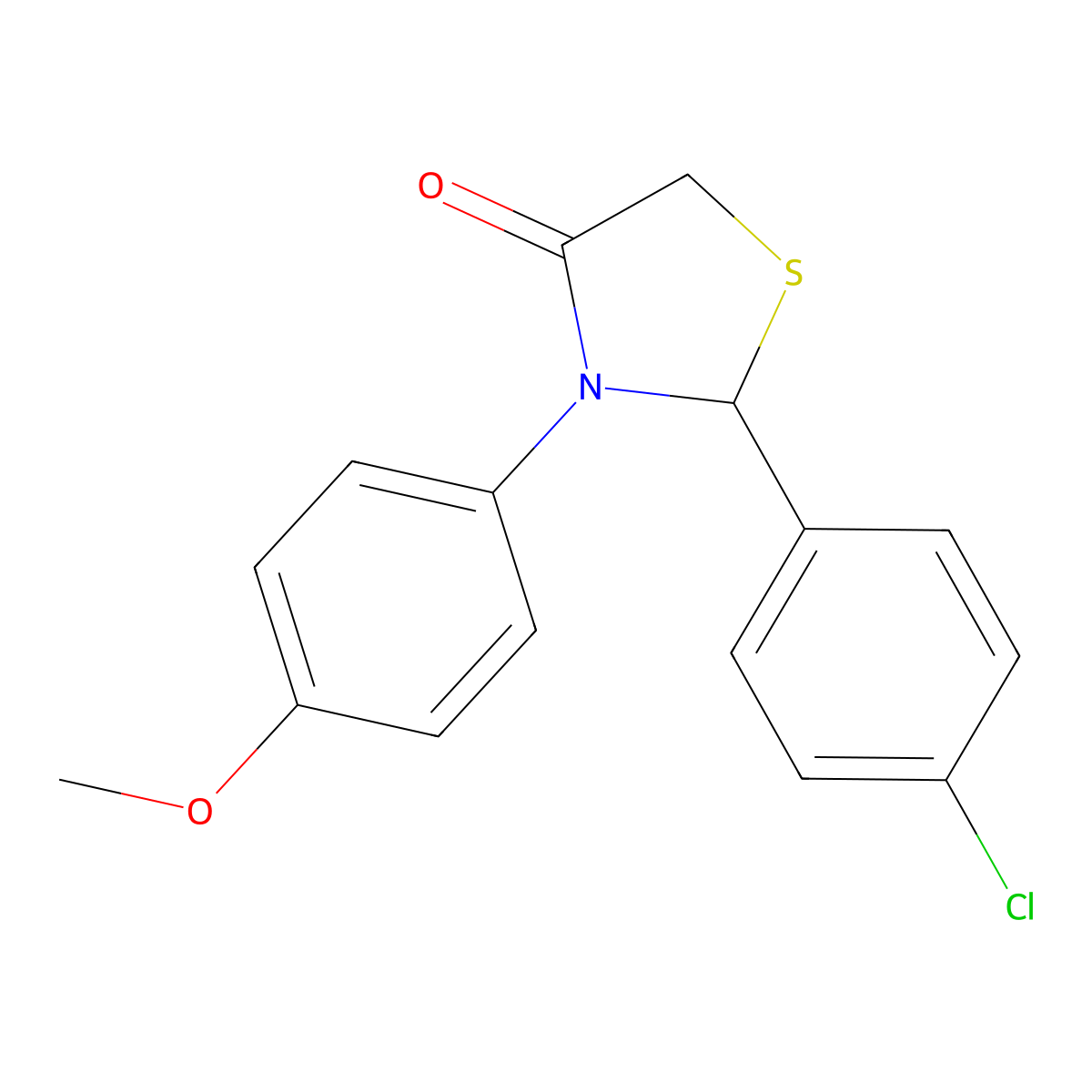 2-(4-Chlorophenyl)-3-(4-methoxyphenyl)-1,3-thiazolidin-4-one molecular structure, CAS 301227-93-0