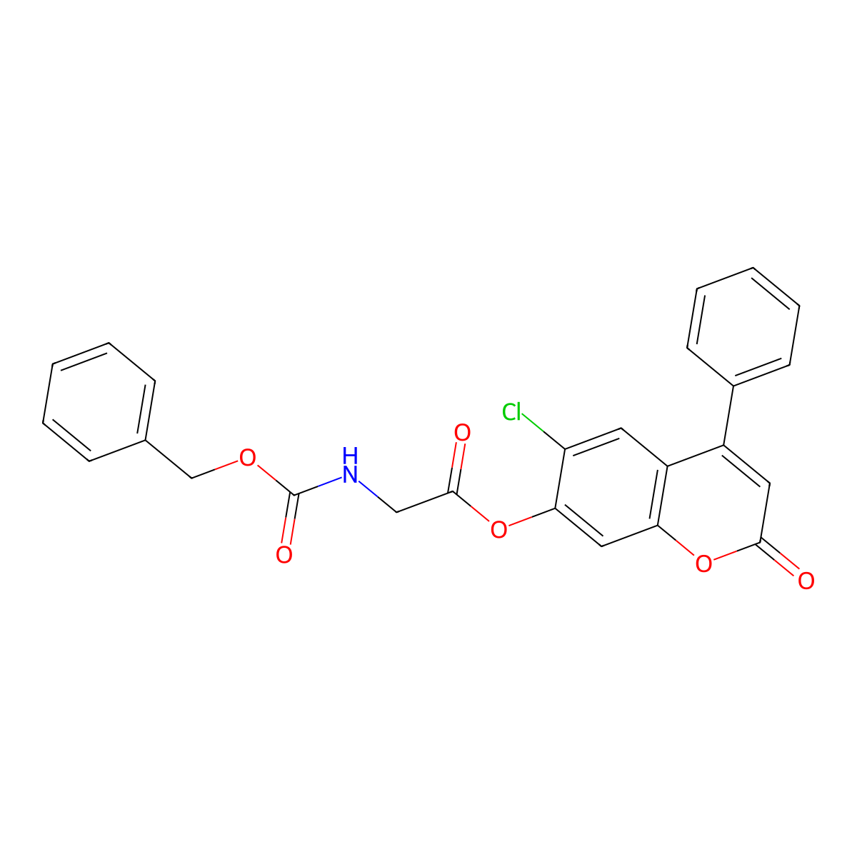 6-chloro-2-oxo-4-phenyl-2H-chromen-7-yl N-[(benzyloxy)carbonyl]glycinate molecular structure, CAS 301228-86-4