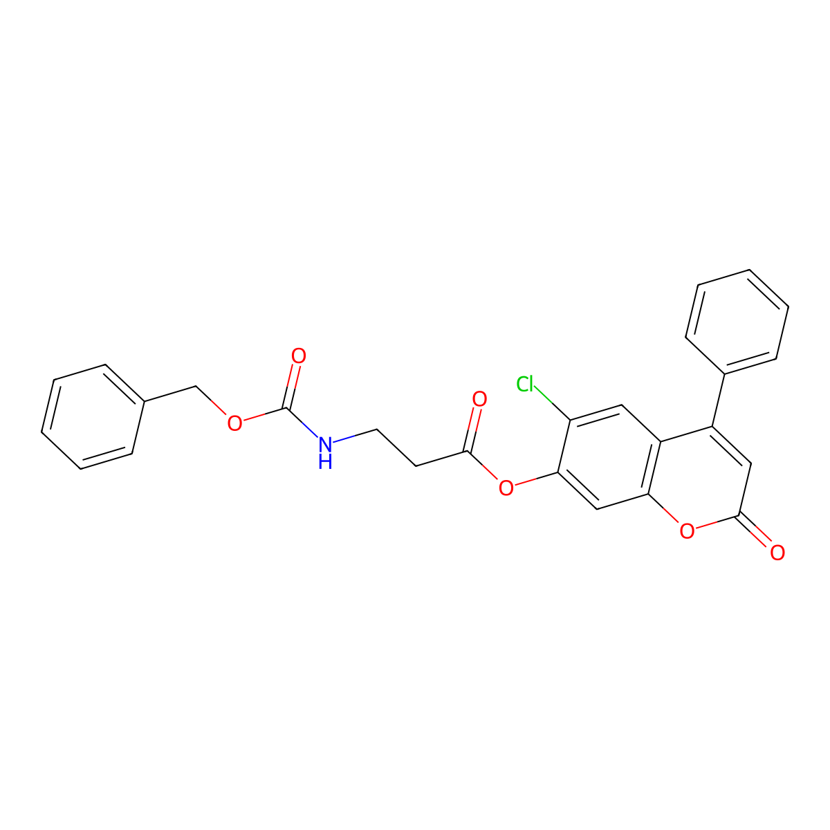 6-chloro-2-oxo-4-phenyl-2H-chromen-7-yl N-[(benzyloxy)carbonyl]-beta-alaninate molecular structure, CAS 301228-88-6