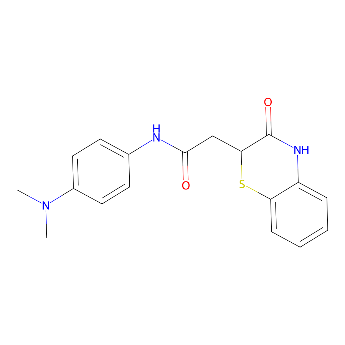 N-[4-(dimethylamino)phenyl]-2-(3-oxo-3,4-dihydro-2H-1,4-benzothiazin-2-yl)acetamide molecular structure, CAS 301228-98-8