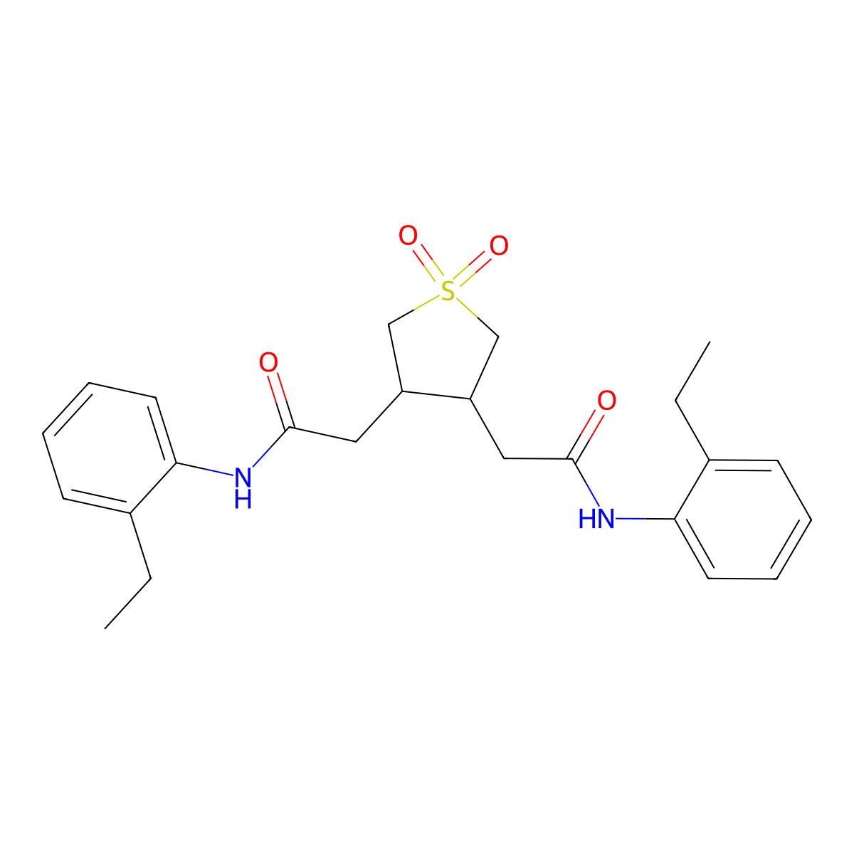 N-(2-ethylphenyl)-2-(4-{[N-(2-ethylphenyl)carbamoyl]methyl}-1,1-dioxothiolan-3-yl)acetamide molecular structure, CAS 301230-00-2