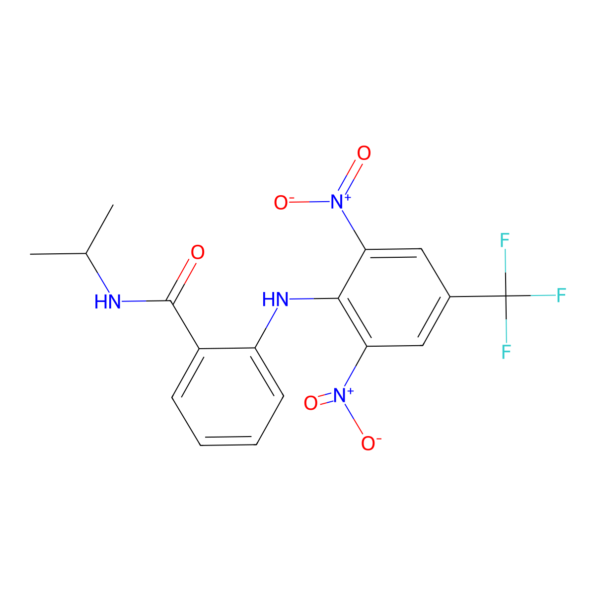 2-((2,6-dinitro-4-(trifluoromethyl)phenyl)amino)-N-isopropylbenzamide molecular structure, CAS 301232-80-4