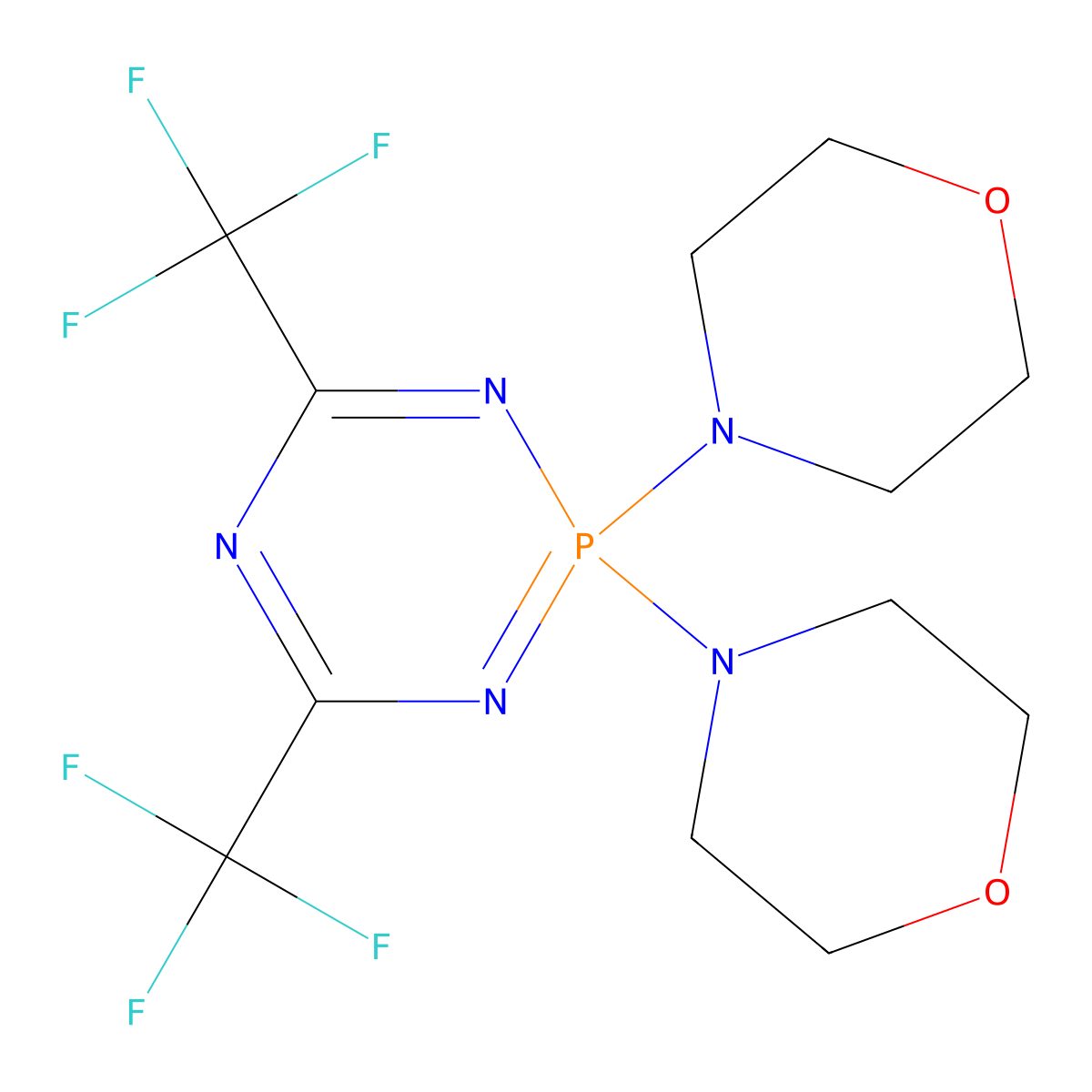 4-[2-Morpholino-4,6-di(trifluoromethyl)-1,3,5,2lambda~5~-triazaphosphinin-2-yl]morpholine molecular structure, CAS 301233-12-5