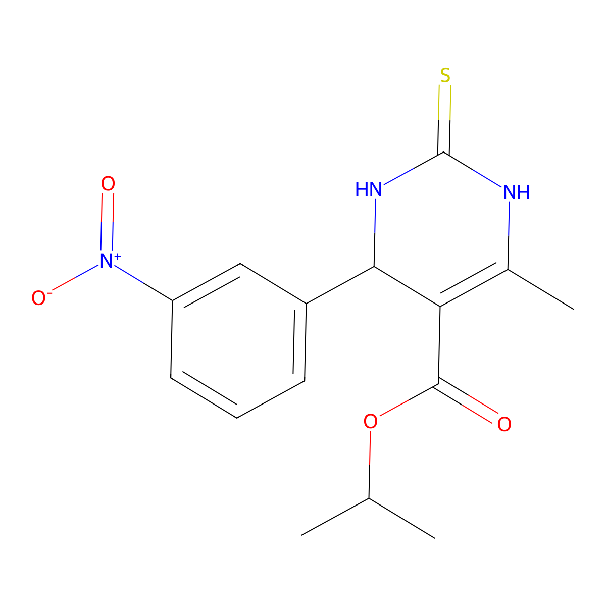 Isopropyl 6-methyl-4-(3-nitrophenyl)-2-thioxo-1,2,3,4-tetrahydropyrimidine-5-carboxylate molecular structure, CAS 301233-27-2