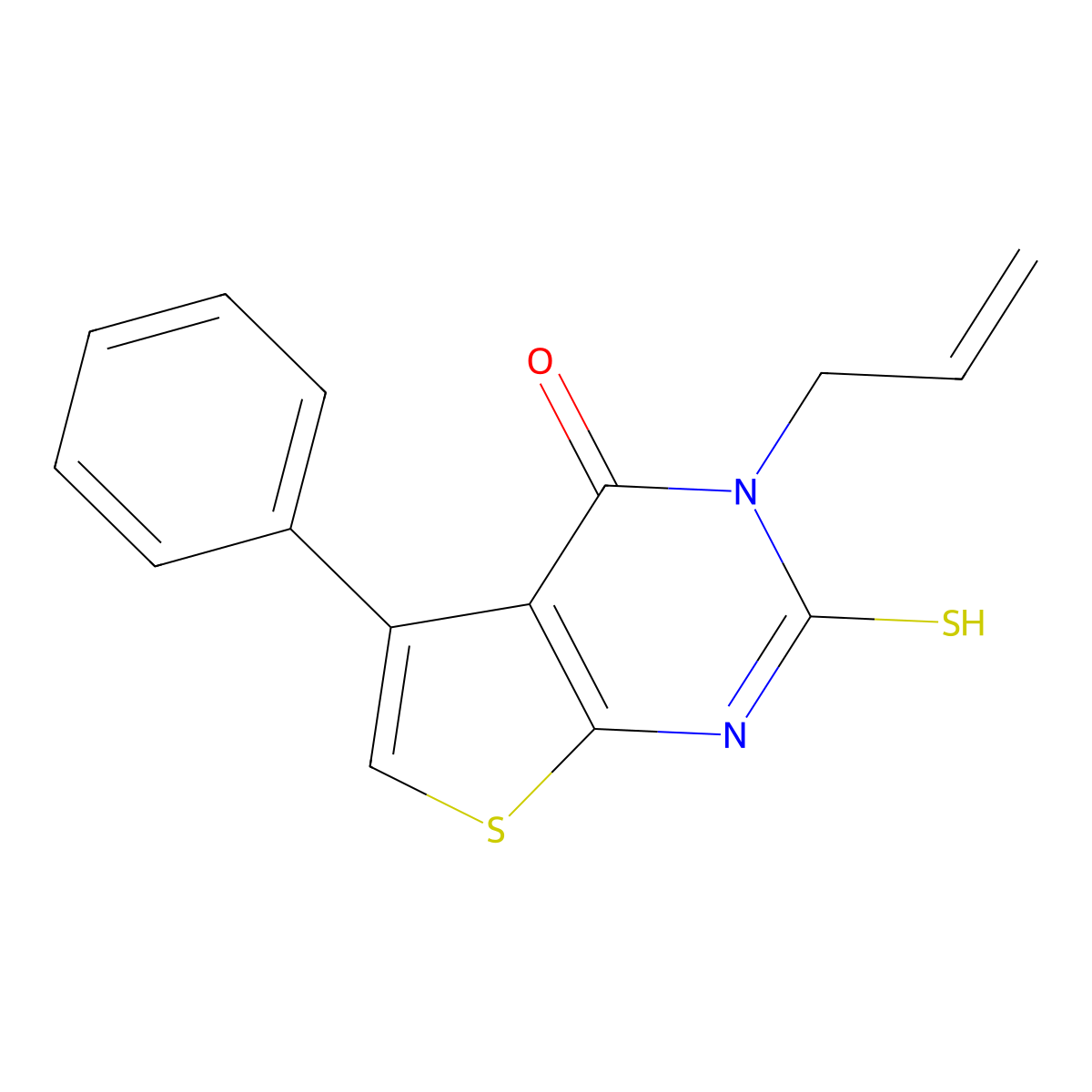 5-phenyl-3-(prop-2-en-1-yl)-2-sulfanyl-3H,4H-thieno[2,3-d]pyrimidin-4-one molecular structure, CAS 301233-60-3