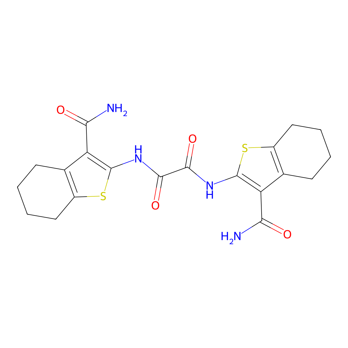 N,N'-bis(3-carbamoyl-4,5,6,7-tetrahydro-1-benzothiophen-2-yl)ethanediamide molecular structure, CAS 301233-82-9